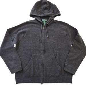 Lauren Ralph Lauren Charcoal Gray Wool Blend Zip Up Hoodie Sweater Women's Sz M